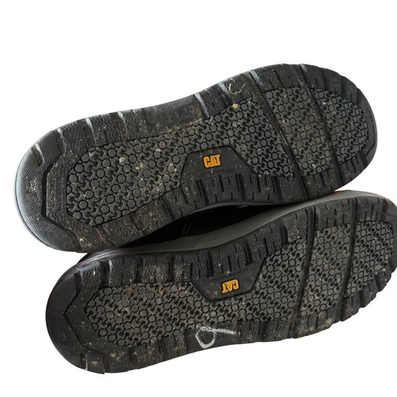 CATERPILLAR P90192 BRODE Men US 12Black Leather Steel Toe Work Shoe Oxford - Picture 4 of 7